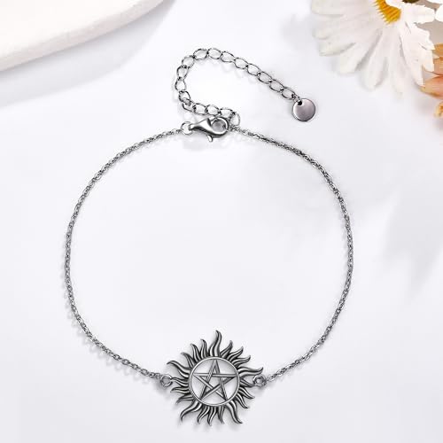 URONE Supernatural Bracelet 925 Sterling Silver Anti Possession Bracelet Pentagram Jewelry Gifts for Women 5