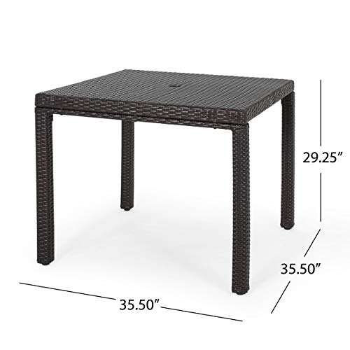 Christopher Knight Home Rhode Island Outdoor Wicker Square Dining Table, Multibrown #TOP18