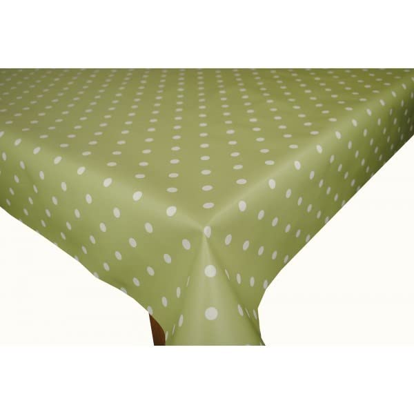 Karina Home Polka Dotty PVC Wipe Clean Tablecloth Vinyl (Sage Green, 500 x 140cm) โ image 1