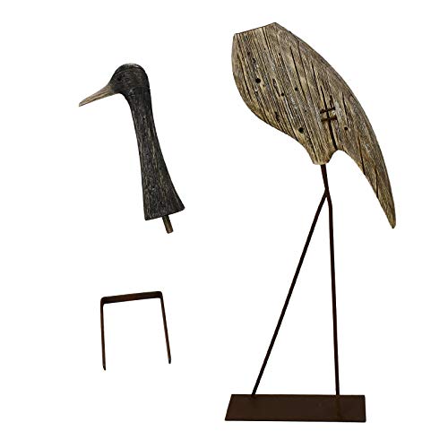 Estatua de pájaro grulla de madera y metal 31 in miniatura 6