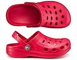 ESTRO Zuecos Niño Piscina Sandalias - Zuecos Cross Niño Sandalias Goma Niña Chanclas Playa Niña A03 (Rojo, 35 EU)