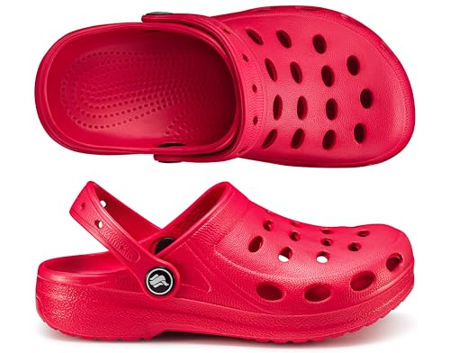 ESTRO Zuecos Niño Piscina Sandalias - Zuecos Cross Niño Sandalias Goma Niña Chanclas Playa Niña A03 (Rojo, 35 EU)