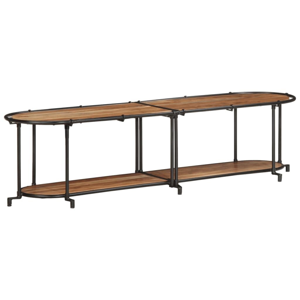 Mobile TV in legno massiccio di acacia, 160 x 42 x 40 cm | Scaffale in ferro industriale, resistente, ampio stoccaggio, soggiorno o camera da letto