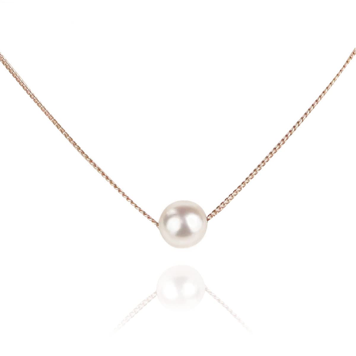 [Ｓｅａｓｈｏｒｅ宇和島あこや真珠] 一粒パールネックレス 7.0-9.0mm ホワイト レディース 真鍮 チェーンカラー:ピンクゴールド(PG) [当店発送]