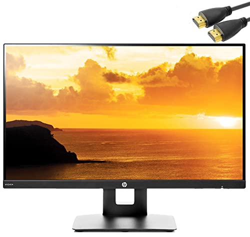 HP VH240a FHD Monitor - Computer Monitor with 23.8-Inch IPS Display (1920 x 1080) - Built-in Speakers and VESA Mounting - HDMI + VGA Ports - Response Times 5 ms - Bundle with JAWFOAL HDMI Cable.