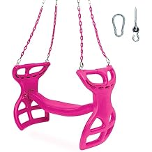 Milliard Glider Swing for Swingset, Swing Set Accessories, Back-to-Back Glider for Two Kids, Attachment Options Included Pink