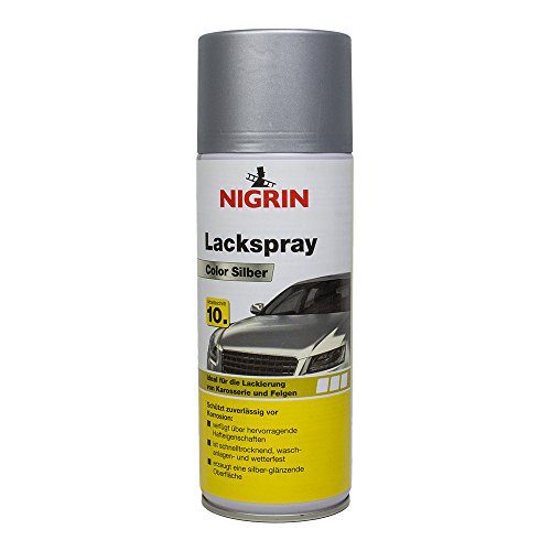 NIGRIN Lackspray, 400 ml, Autolack Silber, schützt Felgen und Karosserie vor Rost, schnell trocknend
