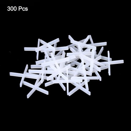 QUARKZMAN 300 Stück Fliesenabstandhalter 1mm 3/64 Wand- und Bodenfliesen Kunststoff-Kreuzabstandhalter für die Installation von Keramikfliesen, Weiß