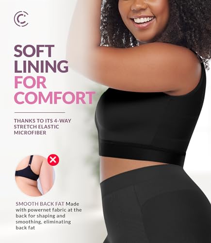 Image of CURVEEZ Post-Surgery Front Closure Wireless Bra, Compression Shapewear Top with Wide Straps for Breast Augmentation Recovery