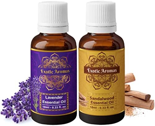 Exotic Aromas Lavender Essential Oil & Sandalwood Essential Oil, Pack of 2