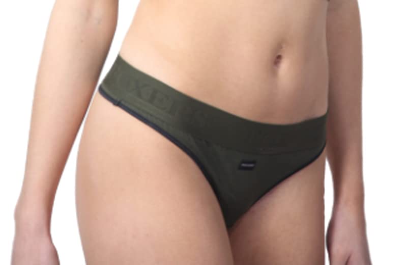 Women's Cotton Thong Panties with Boxer Style Waistband | XS-XXL