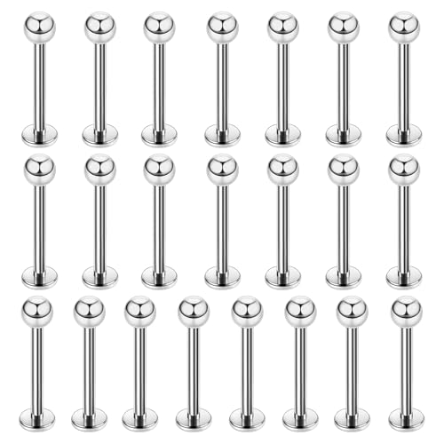 22PCS 16g Stainless Steel Lip Rings Set - Perfect for Lip Tragus Cartilage and Helix Piercings Includes Different Post Lengths 6-12mm. Get Stylish with Surface and Vertical Labret Jewelry Helix Piercings (post length 12mm)