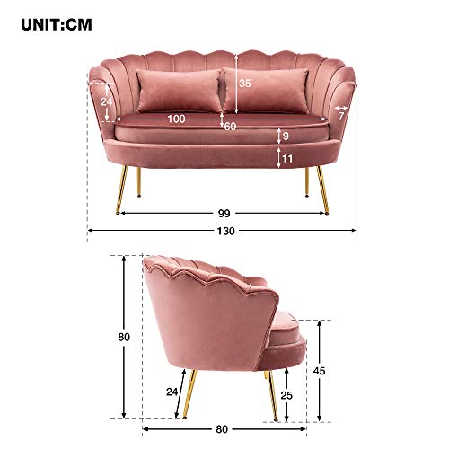 YU YUSING Loveseat Sofa Sessel, Couch 2 sitzer, Loungesessel, Schlafsofa, Samt-Loveseat-Sofa Doppelcouch,Relaxsessel mit… – Bild 8