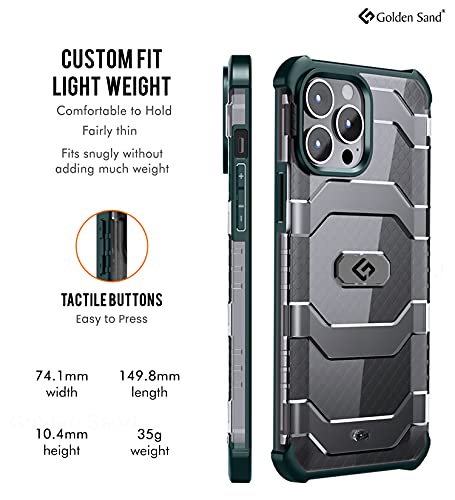 Image of Golden Sand [Explorer Series Apple iPhone 13 Pro Max Back Cover Shockproof Semi-Transparent Rugged Military Grade Phone Case, Certified Drop Protection, Military Green