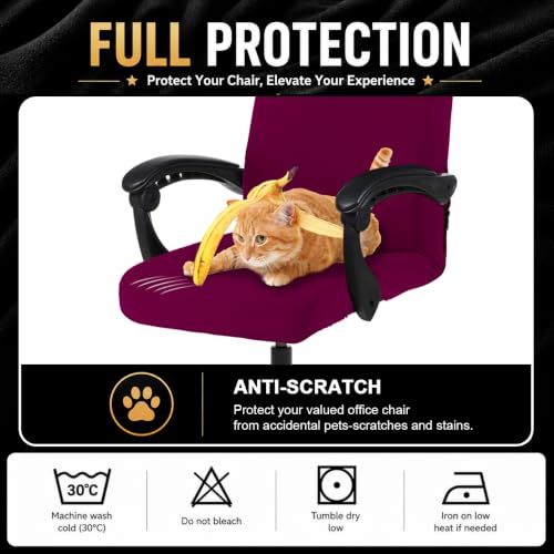 Image of DIVA EN CAMINO DEC Office Chair Cover with Durable Zipper - Stretchable Universal Computer Chair Covering - Smooth Soft Polyester Slipcovers for Rotating Boss Chair, High Back Chair