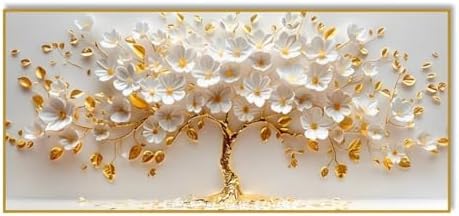 Quadro Decorativo 110x70 Grande Arvore Da Vida Petala Branca
