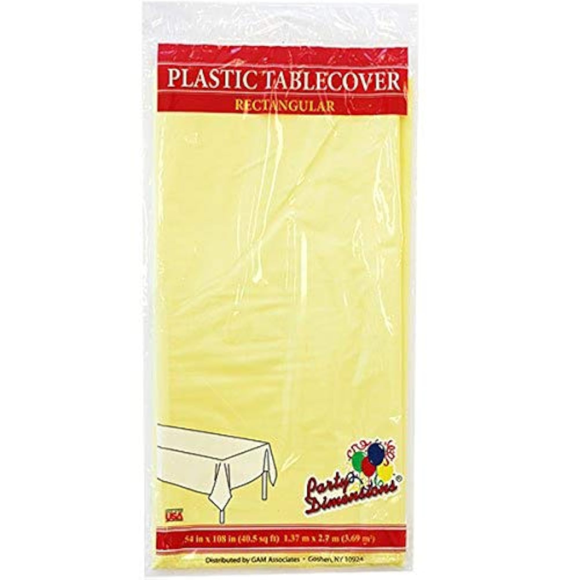 Single Count Rectangular Plastic Tablecover, Yellow