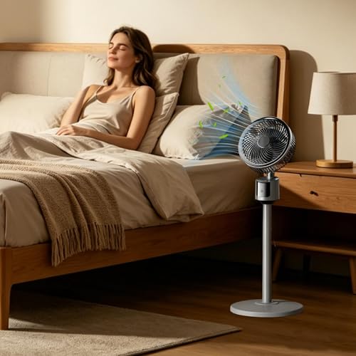 Ventilateur sur pied gris à 3 vitesses pour chambre - 7