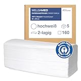 Wellsamed Papierhandtücher 800 Stück, 25 x 23 cm Hochweiß 2-lagig, ZZ-Falz umweltfreundliche...
