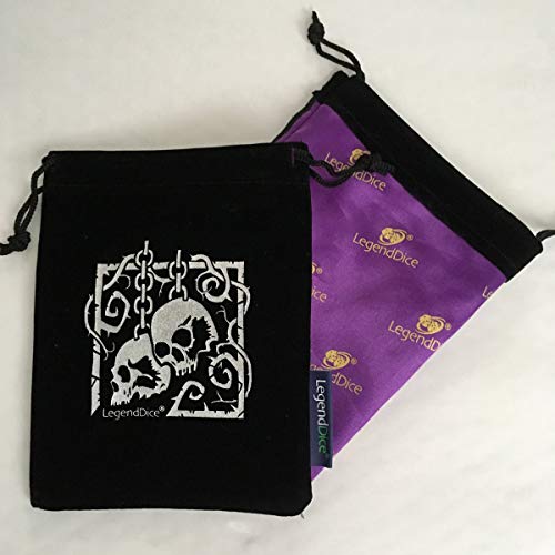 Skull Dice Bag, Black Draw String Bag with Silver Chained Skull Logo - Image 3
