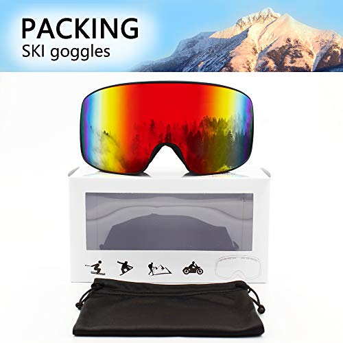 OULIQI Maschera da Sci,Occhiali da Snowboard OTG