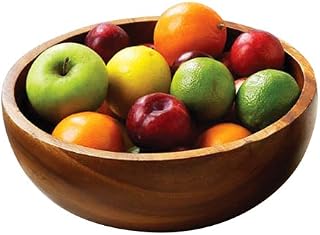 Premier Housewares 1104577 Rustic Wood Fruit Bowls Carved Solid Fruit Serving Bowl Acacia Wood Salad Bowl Wooden Bowls 10 x 26 x 26 cm Natural
