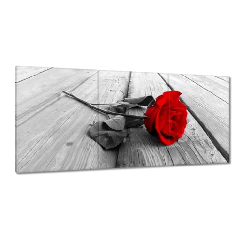 Toile rose rouge sur le pont décoration murale poétique grand format 210cm