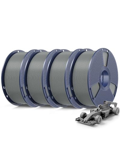 SUNLU Pack 4KG Filamento Rápido PLA Plus 2.0, Filamento PLA+ Alta Velocidad 30 600mm/s para Impresora 3D 1.75mm ±0.02 mm, Bobina Reutilizable 1kg, 4 Bobinas en Total (4x Gris)