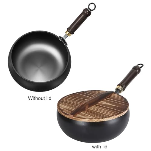 Wok de hierro sin recubrimiento con mango de madera 20cm miniatura 3