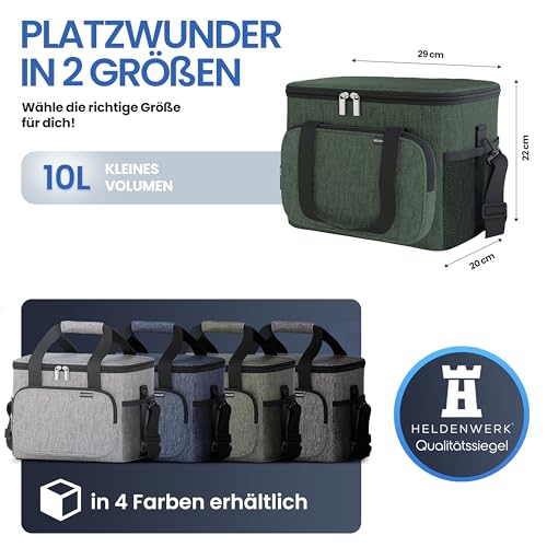 HELDENWERK® Kühltasche klein faltbar – 12h Kühlleistung – Thermotasche auslaufsicher & wasserdicht – Kühlbox, Picknicktasche, Lunchtasche, Isoliertasche mit 5 Fächern & verstärktem Boden 5