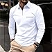 Mens Quarter Zip Polo Shirt Business Office Work Slim Fit Long Sleeve Stretch Lightweight Sports Golf Collared T Shirt(White, XL)
