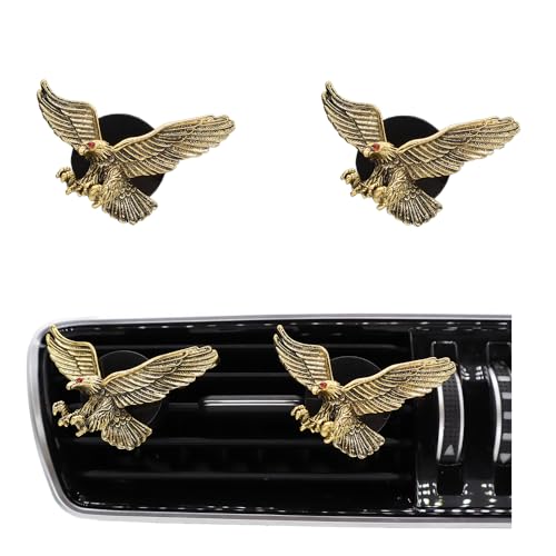 Image of ORIESSE Vintage Eagle Car Air Freshener Vent Clips,2pcs Alloy Golden Hawk Vent Clips Car Accessories,Refillable Car Diffuser with Felt Mads