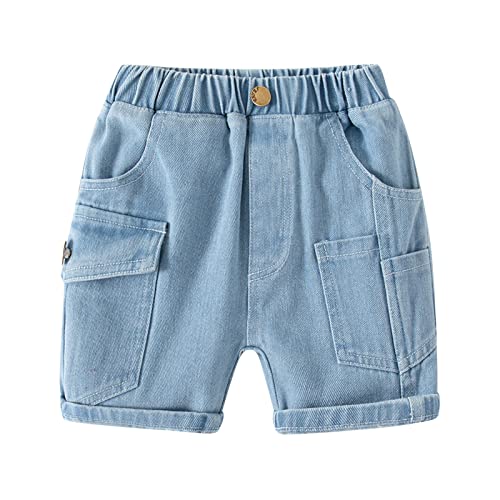 Generic Kids Soft Pants Toddler Baby Unisex Solid Spring Summer Jeans Shorts Fashion Daily School Party (Light Blue, 3-4 Years)