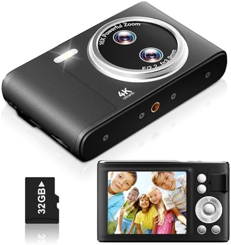 Digital Camera, 48MP FHD 1080P Point and Shoot Camera with 16x Zo...