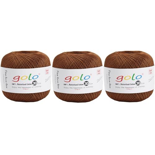 Image of golo 3 Balls Crochet Thread Size 30 Embroidery Thread Yarn for Hand Kniting Yarn for Tatting 209