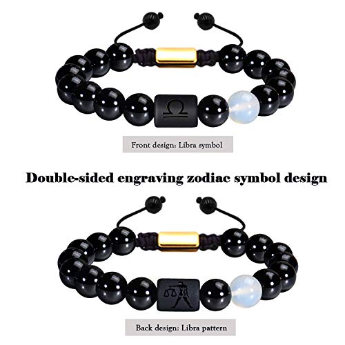 Vlinras ZODIAC-BR-LIBRA-L-BRAIDED Libra Gifts Men Women Zodiac Libra Bracelet Braided Adjustable Black Onyx Horoscope Birthday Jewelry thumb #1