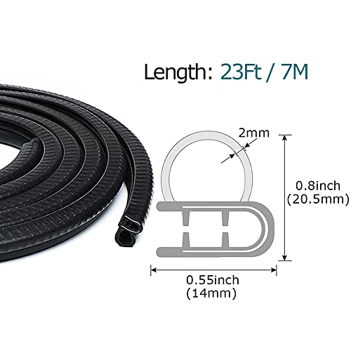 Image of Rubber Edge Trim 23Ft Car Door Seal Strip with Side Bulb, Automotive Weather Stripping Edge Guard Universal Fit for Camper Van, Trucks, SUV, RV