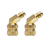 HCPRO 45° Swivel Mini Split Adapter 5/16' to 1/4' | R-410A HVAC AC Coupler Fitting | Quick Connect Gauge & Vacuum Charging Tool for Mini Split Air Conditioner Systems (2)