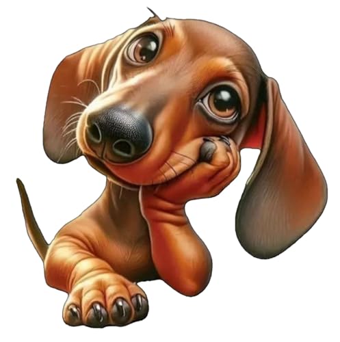 Cute Cartoon Sausage Dog Vinyl Sticker is Suitable for car Bumpers, Windows, laptops, Homes and Other Smooth Surfaces, Waterproof and Sunscreen Stickers, 2 Packs G-42