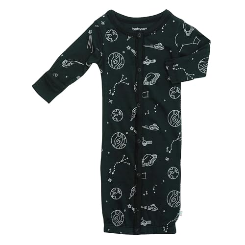Image of Babysoy Unisex Baby Long Sleeve Gown Sleep Sack, Ultra Soft Nightgown, Newborn Reversible Mittens