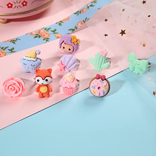 Pinksheep Little Girl Jewel Rings In Box, Adjustable, No Duplication, Girl Pretend Play And Dress Up Rings (24 Surface Ring) #TOP3