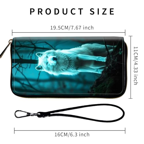 Wallet,Leather Long Wallet Suitable For Ladies And Teenagers - Detachable Wristband + RFID Travel Wallet With Card Slot - Forest Wolf2