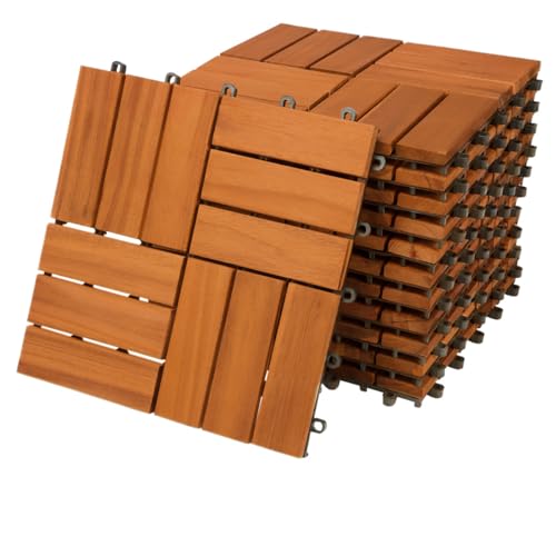 CASARIAÂ® 11x Wooden Decking Tiles 1mÂ² | Interlocking M