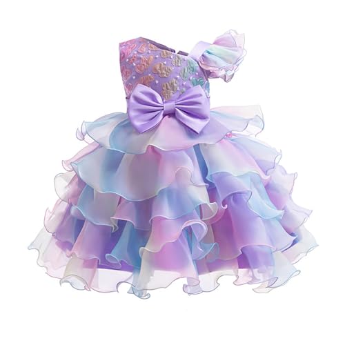 Moonker Girls One Shoulder Sleeveless Colorful Bow Cake Gown Dresses Birthday Dresses Dresses for Girls Age 2