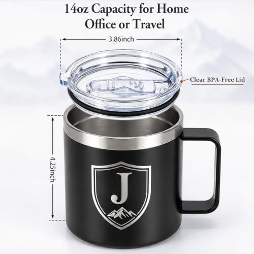 Personalized Gifts for Men, 14 Oz Insulated Coffee Mug with Handle Lid - Image 5