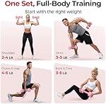 FEIERDUN 5-in-1 Ensemble de sonnettes réglables 2, 12LBS/6LBS Poids pour les femmes, 1s-Adjust Ensemble double-stable pour femmes Gym à domicile & Extérieur, Rose
