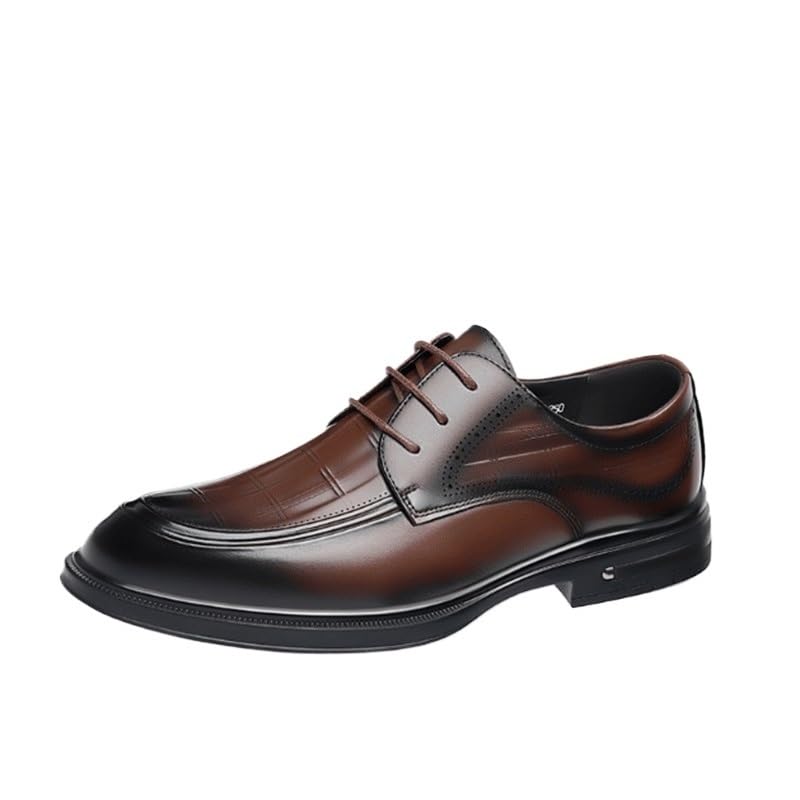 Men's Leather Shoes Business Casual Shoes Wedding Shoes Embossed Burnished Finish Handmade Stitching Wedge Flat Sole Comfortable Breathable(White-Patch Five-Pointed star4,9)