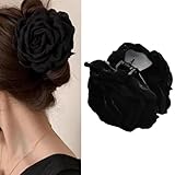 Black Rose Hair Clip Claw for Women Girls Hawaiian Flower Hair Clip Barrettes Strong Hold Floral Hair Claw Clamps Beach Holiday Hair Accessories for Women Non Slip Flowers Hairpin Hairclip