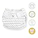 Amazing Baby Hybrid Cloth Diaper Cover with Pocket-Sling, Newborn, Sz 1 (5-10 lbs), Use with Boosties Inserts, Gray Mini Chevron, SmartNappy Set includes Muslin Cover + Bi-fold Insert + Booster Pad