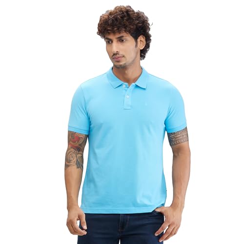 Image of Parx Men Regular Fit Solid Pattern Cotton Polyester Blend Half Sleeve Polo Neck Casual T-Shirt